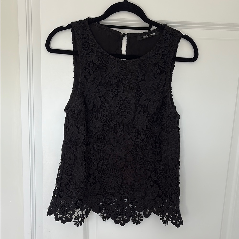 Black Lace Sleeveless Top
